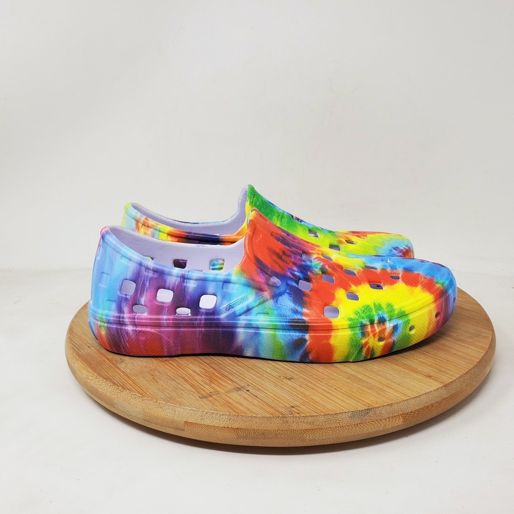Vans TRK Slip On Kids 13 Rainbow Tie Dye Sandal Sneaker Classic Rubber Shoes